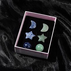 Luna y estrella curativas de piedras preciosas naturales y adornos redondos&nbsp;AJEW-FS0001-12A