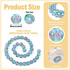1 brin de perles de lampwork faites à la main en sable doré&nbsp;LAMP-TA0002-09G