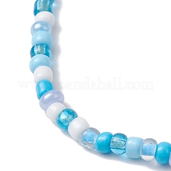 Braccialetti elastici in vetro con perline sintetiche turchesi tinte&nbsp;BJEW-JB11031-01