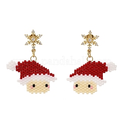 Weihnachtsmann-Ohrstecker aus Messing&nbsp;EJEW-MZ00498