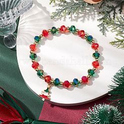 Stretch-Armbänder aus Glasperlen mit Weihnachtsmotiv&nbsp;BJEW-TA00540