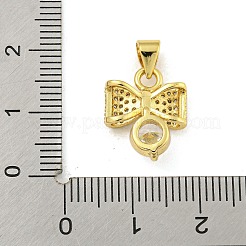 Anhänger aus Messing mit klaren Zirkonia und Schleife&nbsp;KK-Z053-14G-05