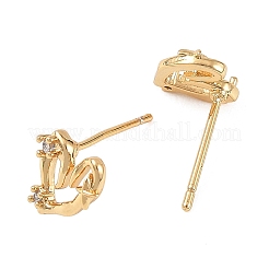 Boucles d'oreilles puces en laiton Shegrace avec micro-pavé de zircone cubique&nbsp;XGRQ4N050-705G
