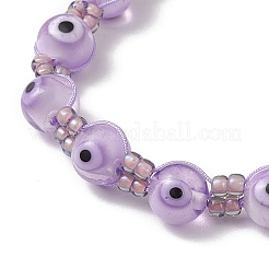Bracelets tressés en perles de verre contre le mauvais œil pour hommes et femmes&nbsp;BJEW-MZ00160-05
