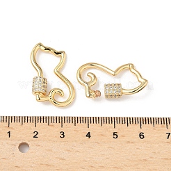 Messing Micro Pave klare Zirkonia Schraube Karabiner Schloss Charms&nbsp;LS-KK-Z118-06G-06