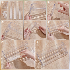 Rechteckiges 3-stufiges transparentes Wandregal aus Acryl&nbsp;AJEW-WH0794-22