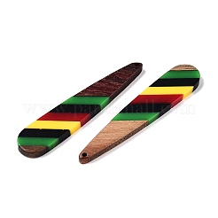 Pendentifs en résine époxy de couleur jamaïcaine et bois de noyer&nbsp;RESI-N039-122G