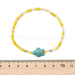 Stretch-Armbänder aus Abakusglas und gefärbten synthetischen Türkisperlen für Damen&nbsp;BJEW-JB13812-02