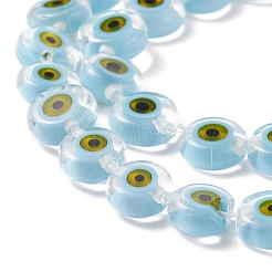 Handmade bösen Blick lampwork flache runde Perle Stränge&nbsp;LAMP-L058-8mm-18