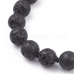 Ensemble de bracelets de perles tressées rondes en œil de tigre naturel et roche de lave de 8 mm&nbsp;BJEW-JB07083