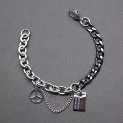 Zweifarbige Armbänder mit Friedenssymbol und Zitat&nbsp;FS-WGFBFF4-02