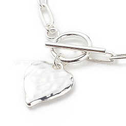 Legierungs-Herz-Charme-Armband mit Büroklammerketten aus Messing für Damen&nbsp;BJEW-JB08895-02