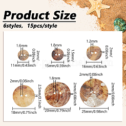 90 Stück 6 Stile Süßwasser-Muschelknöpfe&nbsp;SHEL-PH0001-62