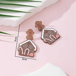 Boucles d'oreilles pendantes en acrylique représentant une maison de Noël&nbsp;FS-WG63F56-01