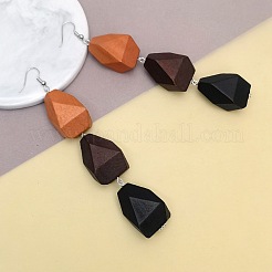 Boucles d'oreilles pendantes en bois et fer pour femmes&nbsp;WGF6A18-01