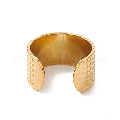 Bague de manchette ouverte à motif ovale en acier inoxydable 304 avec placage ionique (IP)&nbsp;RJEW-H107-18G
