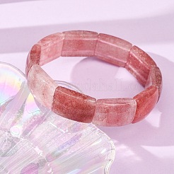 Braccialetti elasticizzati rettangolari in quarzo fragola naturale con perline&nbsp;GG-CBA9ACE-C10