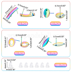 40 pieza de accesorios para pendientes de acero inoxidable 304 de 4 estilos de colores del arco iris&nbsp;DIY-UN0003-22