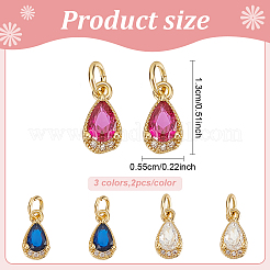 6 pièces 3 couleurs en laiton micro pavé breloques en zircone cubique claire&nbsp;DIY-AN0001-15