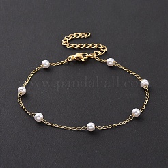 Bracelets ronds en perles d'imitation en plastique&nbsp;BJEW-E054-10G