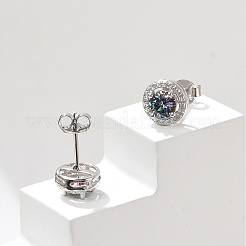 925 boucles d'oreilles en argent sterling avec zircons cubiques transparents à micro-pavés&nbsp;EJEW-U042-01P
