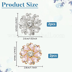 4 Stück 2 Stile Legierung Strass Knöpfe&nbsp;BUTT-NB0001-79A