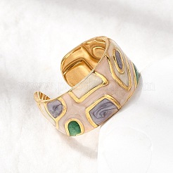 Bague de manchette ouverte en acier inoxydable 304 émaillé&nbsp;RJEW-L335-01B-G