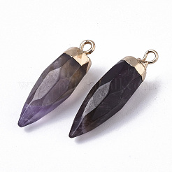 Top pendentifs pointus améthyste naturelle plaqué or&nbsp;G-S359-078F