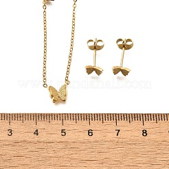 Schmetterling 304 Edelstahl Halsketten & Ohrstecker Set für Damen&nbsp;SJEW-C007-07G