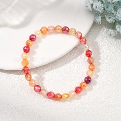 Pulseras elásticas redondas de cuentas de ágata bandeada natural para mujer&nbsp;BJEW-JB14071