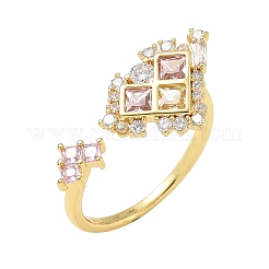 Bagues ouvertes en laiton avec micro pavé de zircones cubiques pour femmes&nbsp;CU-CBA46D5-08G