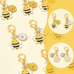 10 pièce 2 styles en alliage émaillé abeille avec décorations pendentif fleur&nbsp;HJEW-FS00061