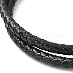 Bracelet double couche tressé en cuir de vache avec fermoirs magnétiques en acier inoxydable 304&nbsp;BJEW-H552-04G