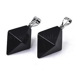 Pendentifs pointus à double terminaison en pierre noire naturelle&nbsp;G-S359-093A