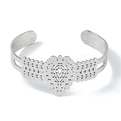 Braccialetti aperti a forma di foglia cava in acciaio inossidabile 304 anti-ossidazione per le donne&nbsp;BJEW-U002-07P