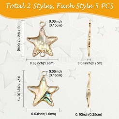 10 Stück 2 Stile Stern Messing & natürliche schwarze Lippenmuschel Verbinder Charms & Anhänger BeZubehör Kits&nbsp;KK-YW0003-78