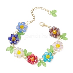 Bracelets à maillons de fleurs en verre&nbsp;BJEW-MZ00173