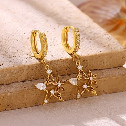 Pendientes de aro colgantes de circonita cúbica con micropavé de latón para mujer&nbsp;KK-CBADCD7-02G