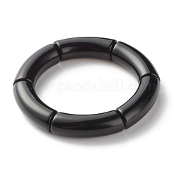 Bracelets extensibles de perles de tube incurvées acryliques épaisses opaques pour hommes femmes&nbsp;BJEW-JB07317