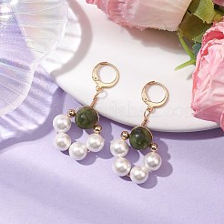 Muschelperle & Taiwan-Jade Leverback-Ohrringe&nbsp;EJEW-JE05927-02