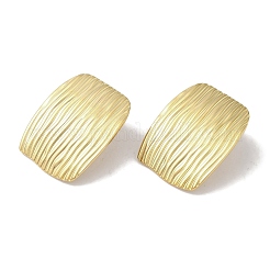 Orecchini a bottone in acciaio inossidabile 304 a forma di rettangolo a strisce per donna&nbsp;EJEW-I303-05G