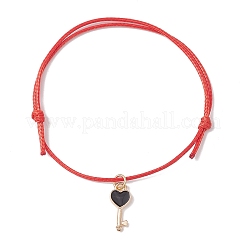 Set di braccialetti con perline intrecciate in lega di smalto a forma di cuore e chiave di scheletro da 2 pz&nbsp;BJEW-JB09772