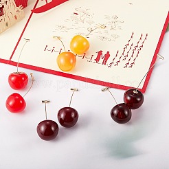 4 par de aretes colgantes de cereza realistas de 4 colores&nbsp;EJEW-SZ0001-54