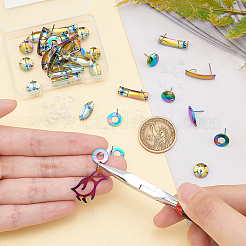 40 pieza de accesorios para pendientes de acero inoxidable 304 de 4 estilos de colores del arco iris&nbsp;DIY-UN0003-22