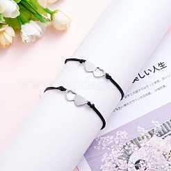 Ensemble de bracelets à maillons en forme de cœur en acier inoxydable 430 de 2 styles&nbsp;JB714A