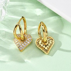 Orecchini a cerchio in ottone con zirconi cubici chiari micro pavè&nbsp;EJEW-D322-08G