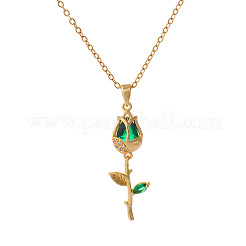 Colgante de flor de tulipán con circonita cúbica pavé de latón&nbsp;WG4E4A8-03