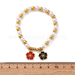 201 Stretch-Armbänder aus Edelstahl mit runden Perlen&nbsp;BJEW-C090-03G-C