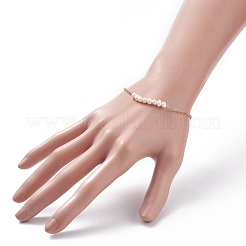 3 pz 3 braccialetti di perle naturali colorate con catene in acciaio inossidabile 304 per donna&nbsp;BJEW-JB08002
