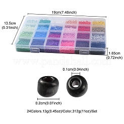 312 g 24 Farbe 12/0 Backfarbe Glas Saatperlen&nbsp;SEED-YW0002-15